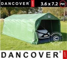 Tente de stockage 3,6x7,2x2,68m PVC, avec couverture de sol, Vert/Gris