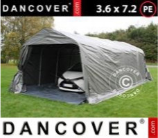 Tente de stockage  3,6x7,2x2,68m PE, avec couverture de sol, Gris