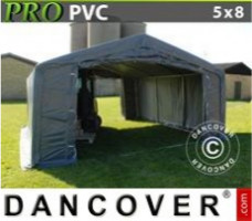 Tente de stockage 5x8x2x2,9m, PVC, Gris