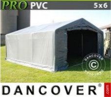 Tente de stockage 5x6x2x2,9m, PVC, Gris