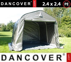 Tente de stockage 2,4x2,4x2m PE, avec couverture de sol, Gris