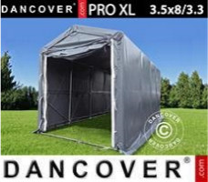 Tente de stockage 3,5x8x3,3x3,94m, PVC, Gris