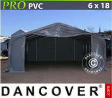 Tente de stockage 6x18x3,7m PVC, Gris