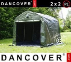 Tente de stockage 2x2x2m PE, avec couverture de sol, Vert/gris