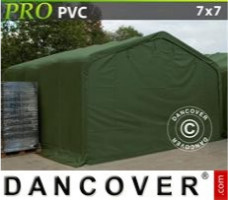 Tente de stockage 7x7x3,8m PVC, Vert