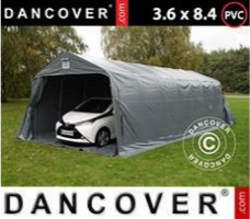 Tente de stockage   3,6x8,4x2,68m PVC, avec couverture de sol, Gris
