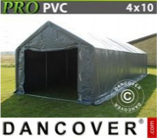 Tente de stockage  4x10x2x3,1m, PVC, Gris