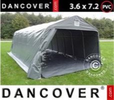 Tente de stockage 3,6x7,2x2,68m PVC, avec couverture de sol, Gris