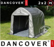Tente de stockage 2x2x2m PE, avec couverture de sol, Gris