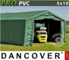 Tente de stockage 5x10x2x2,9m, PVC, Vert