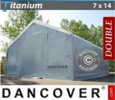 Tente de stockage 7x14x2,5x4,2m, Blanc / Gris